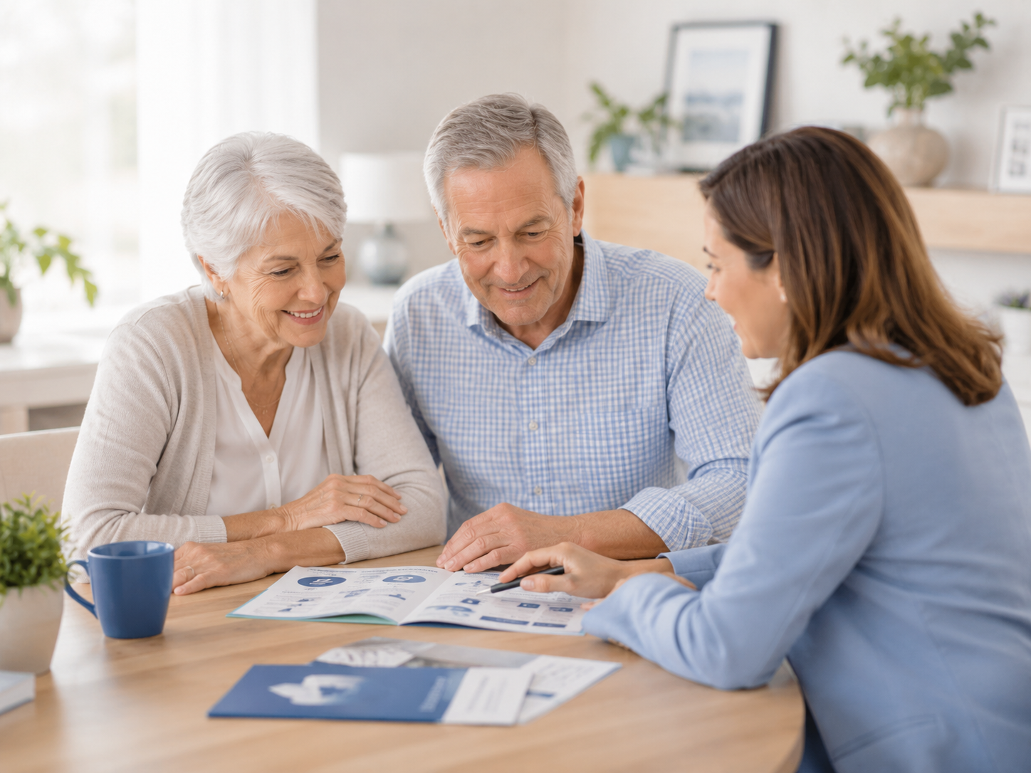 Senior couple reviewing Medicare options with advisor